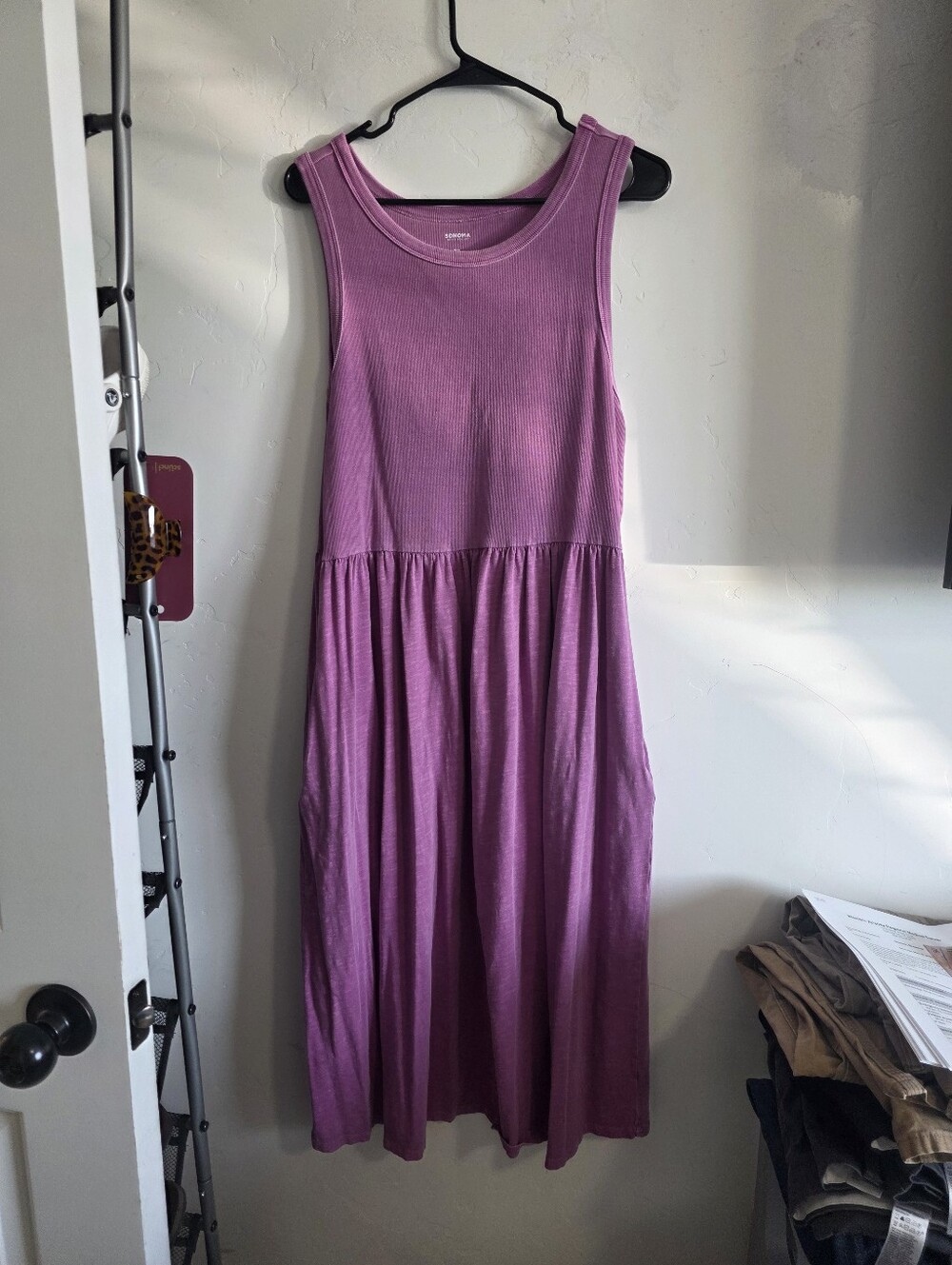 Sonoma Sleeveless Ribbed Maxi Dress - Pink